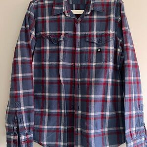 DC | Blue and Red Plaid Button-Up Shirt